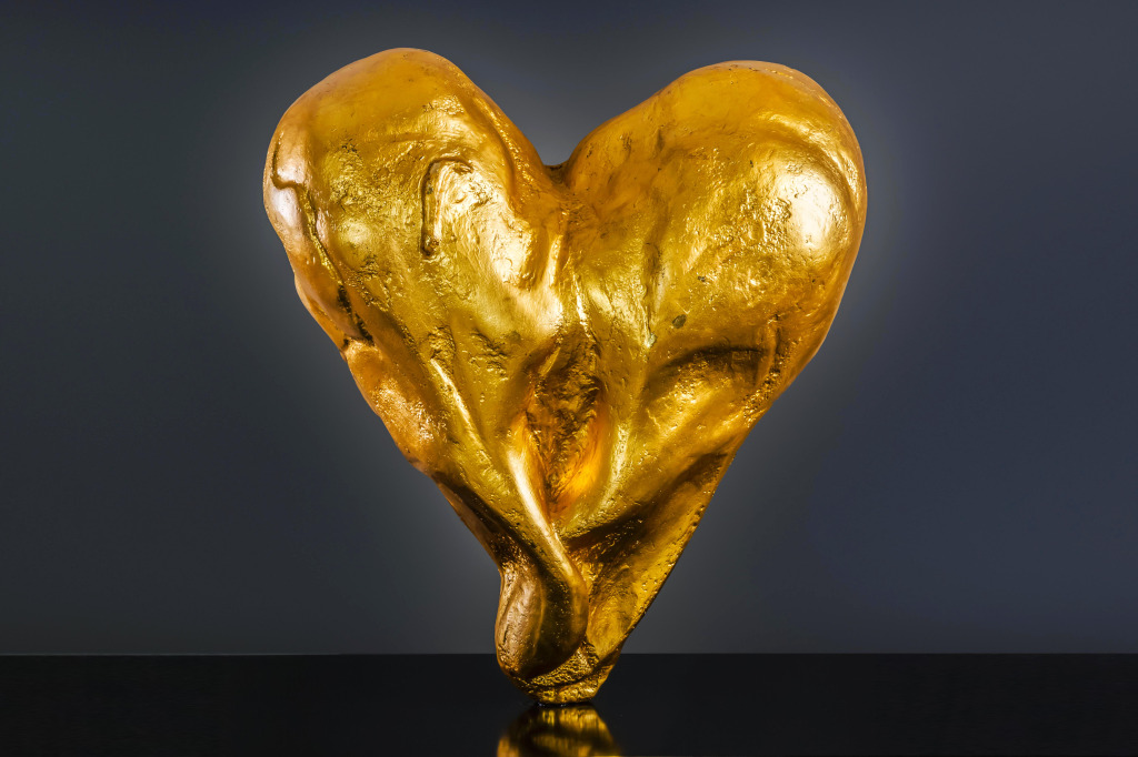 Heart of Gold/Gold Plate Bronze Sculpture